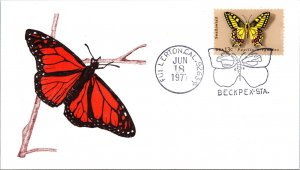 US EVENT COVER LASER CACHETED BUTTERFLY ON TREE STALK AT FULLERTON CALI 1977 C