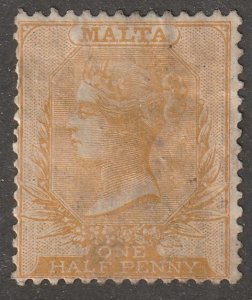 Malta, stamp, Scott#7,  used, hinged,  one half penny,  hr,