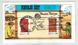 1986 COLLINS HANDPAINTED NAVAJO ART 2 STAMPS FDC WINDOW ROCK ARIZONA PICTORIAL