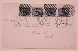 CANADA COVER  1/2cent #140 x4  KINGSTON B/S 1899