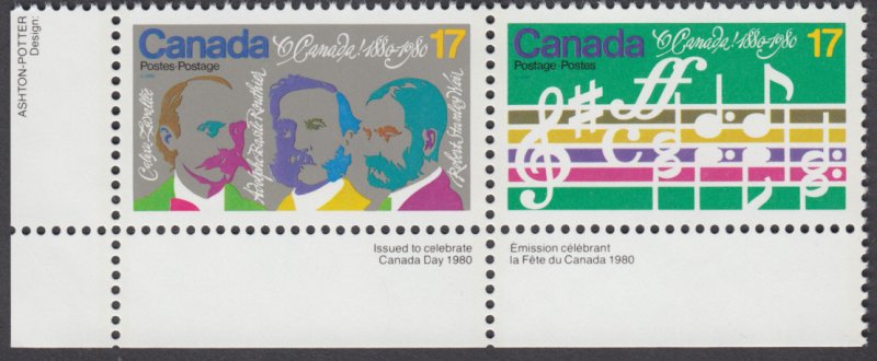 Canada- #858a O Canada Se-Tenant Pair - MNH