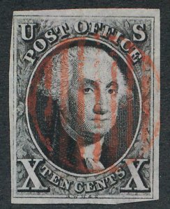 UNITED STATES 2 USED 4 MARGIN 10c WASHINGTON