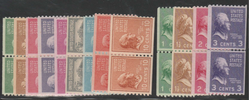 U.S. Scott #839-851 Presidential Stamp - Mint NH Pairs