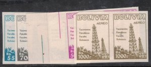 Bolivia SC C182-6 Imperf Pairs Second Colors MNH (1fpe)
