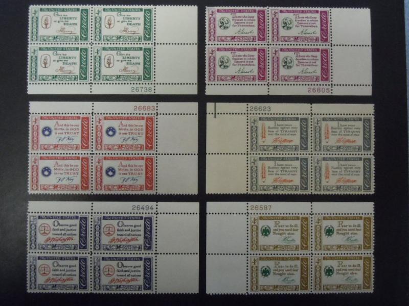 1960  #1139-1144 American Credo Plate Block Set MNH OG