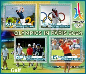 Stamps. Olympics games in Paris 2024 Golf Haiti  2022 year 1+1 sheet perf