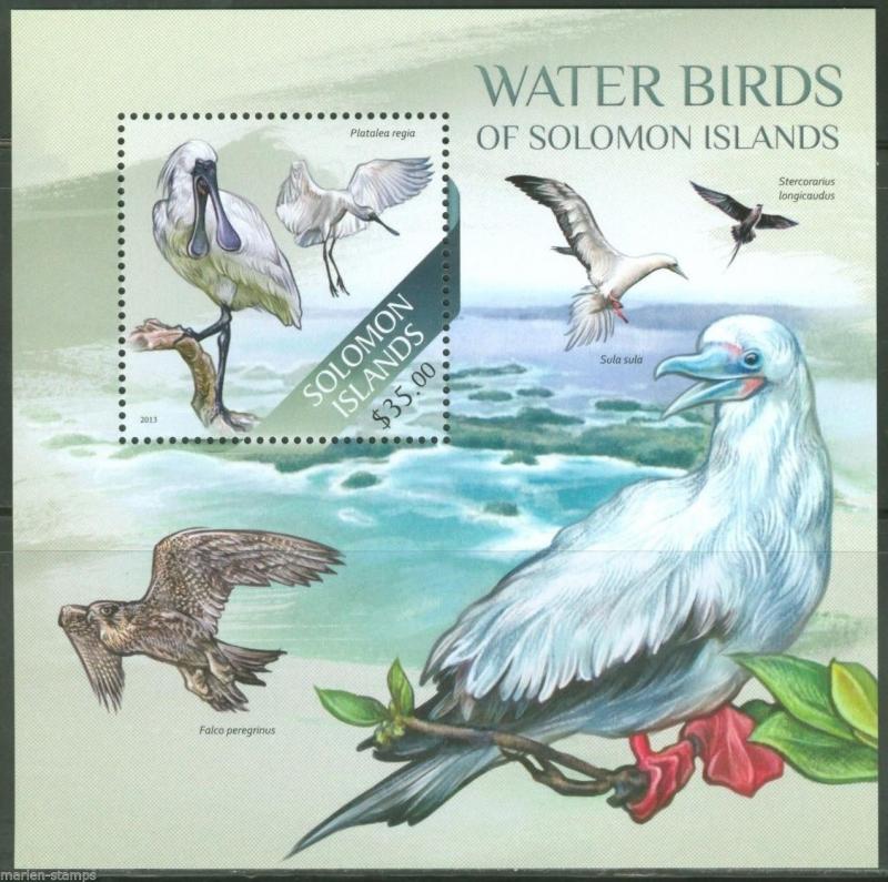 SOLOMON ISLANDS  2013 WATER BIRDS SOUVENIR SHEET PRINCESS DIANA PERF MINT NH