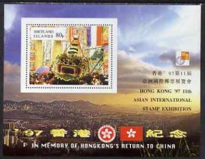 Shetland Islands 1997 Hong Kong Back to China perf m/shee...