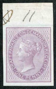 1d Postal Fiscal Marginal Imprimatur Plate 11 Ex Lord Crawford