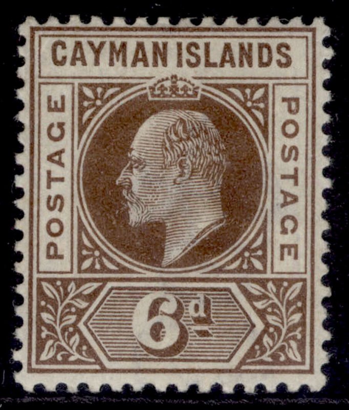 CAYMAN ISLANDS EDVII SG6, 6d brown, M MINT. Cat £35.