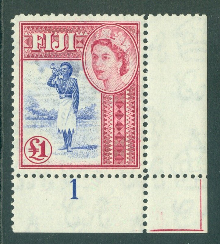 SG 295 Fiji 1954-59. £1 ultramarine & carmine. A pristine unmounted mint...