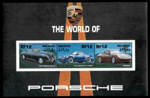 Maldives 2001 - Porsche Cars - Sheet of 3 Stamps - Scott #2515 - MNH