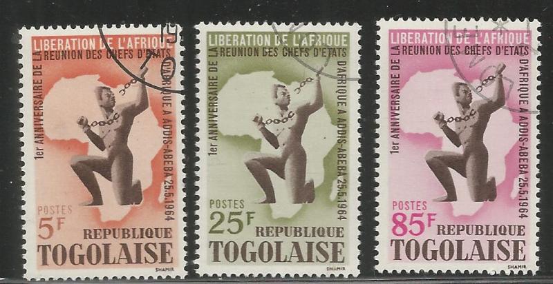 TOGO 483-485 USED, AFRICAN BREAKING SLAVERY CHAIN