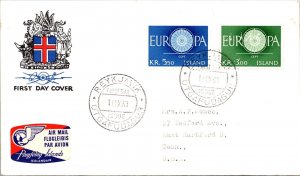 SCHALLSTAMPS - ISLAND 1963 FDC CACHET COVER COMM EUROPA SPECIAL CANC ADDR USA