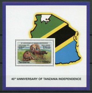 Tanzania Wild Animals Stamps 2002 MNH Independence Lions Elephants Rhinos 1v S/S