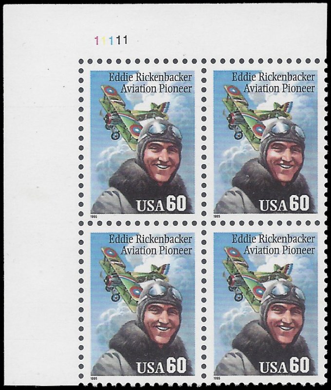 #2998 60c Eddie Rickenbacker Sm Date PB/4 1995 Mint NH