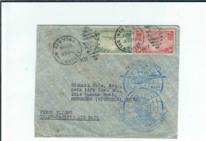 1937, New York, NY to Hong Kong, Clipper Airmail, See Remark (44361)