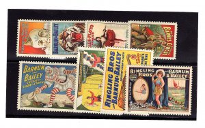 4898-4905 Vintage Circus Posters 2014 (All 8 Singles with CLEAR PERFs)  - MNH