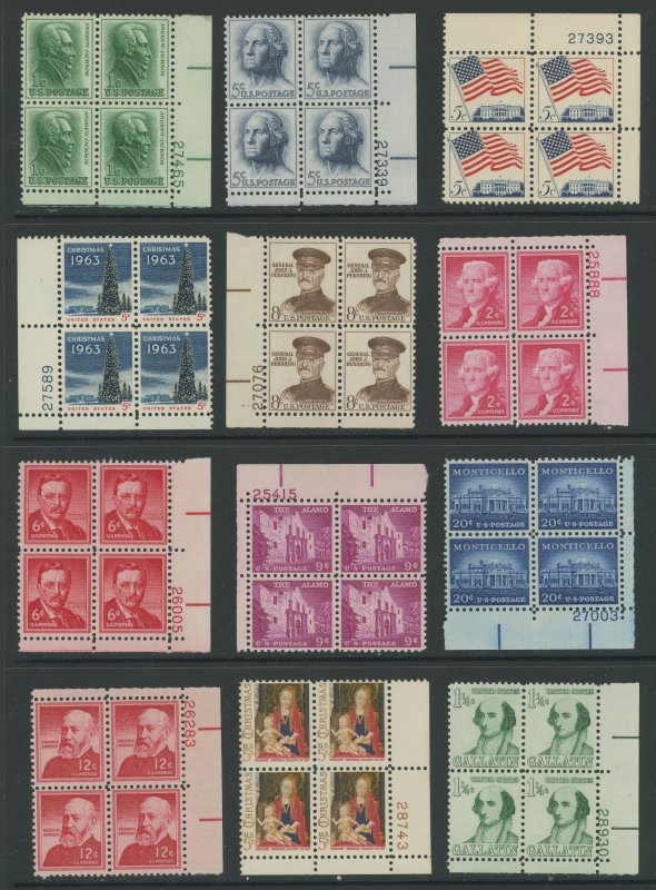 USA 40 Different Mint Plate Blocks - Mostly never hinged