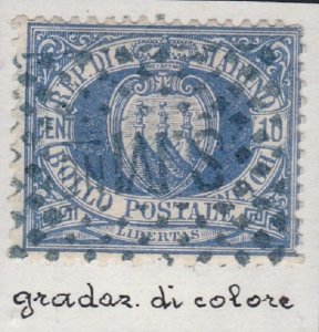 1877 SAN MARINO, No. 3 5c. su 10c. USED GORGEOUS COLOR GRADATION