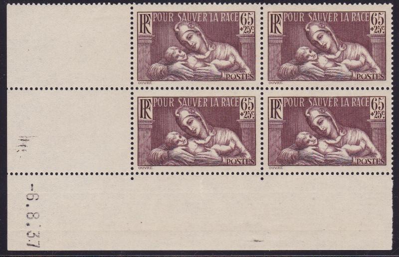 France 1937 Scott B64 Semi-postal France & Infant Block of Four VF/NH(**)