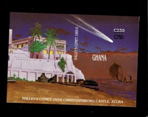 Ghana 1989 - Halley's Comet IMPERF REVAL - Souvenir Stamp Sheet Scott #1131 MNH