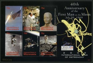 Micronesia 810 af, 811 ad sheets, MNH. First Man on the Moon, 40th Ann. 2009.