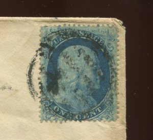 Scott 22 Franklin Type IIIa Used Stamp On Domestic Cover (Stock 22-cover 2)