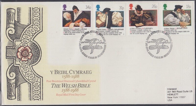 GREAT BRITAIN Sc #1205-8 FDC of 4 DIFF - BIBLE TRANSLATORS