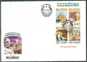 MOZAMBIQUE 2013 30th ANN TAJ MAHAL UNESCO WORLD HERITAGE SHEET FDC