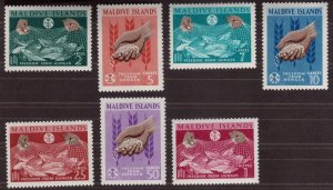 1963 Maldives, Freedom from Hunger set, MNH, Sc 117 - 123