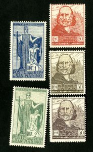 San Marino Stamps # 84-8 VF OG H Scott Value $32.50