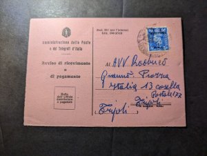 1950 British Occupied Libya BA Tripolitania Overprint Postcard Cover to Tripoli