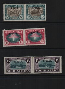 South Africa 1939 SG111/3 set of 3 in unmounted mint pairs