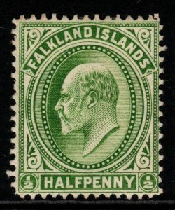 FALKLAND ISLANDS SG43b 1904 ½d PALE YELLOW-GREEN THICK PAPER MTD MINT