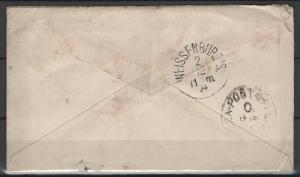 India H & G # B5, pse postal stationery envelope, used, issued 1891