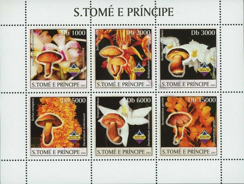 Orchids & Mushrooms Stamp Tylopilus Felleus Suillus Placidus S/S MNH #1995-2000 