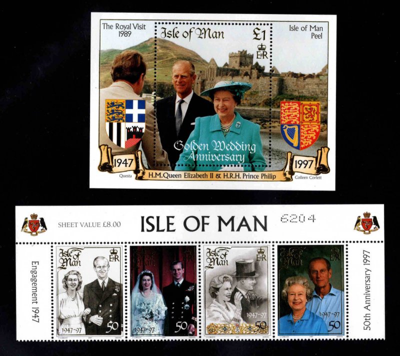 ISLE OF MAN  MNH** Scott 761-762 QE2 and Philip 50th wedding anniversary