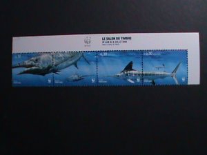 PORTUGAL-AZORES-2004 SC#480 WWF-WORLD WILDLIVE FUND-SHARKS MNH STRIP-VF