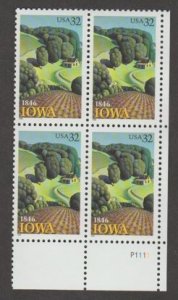 U.S. Scott #3088 Iowa Statehood Stamp - Mint NH Plate Block