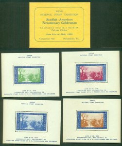 SWEDEN 1938 Swedish-American Tercentenary Booklet, 4 diff s/s NH