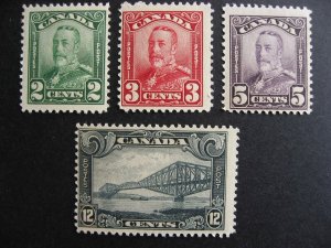 Canada KGV scroll series MNH Sc 150 151 153 156