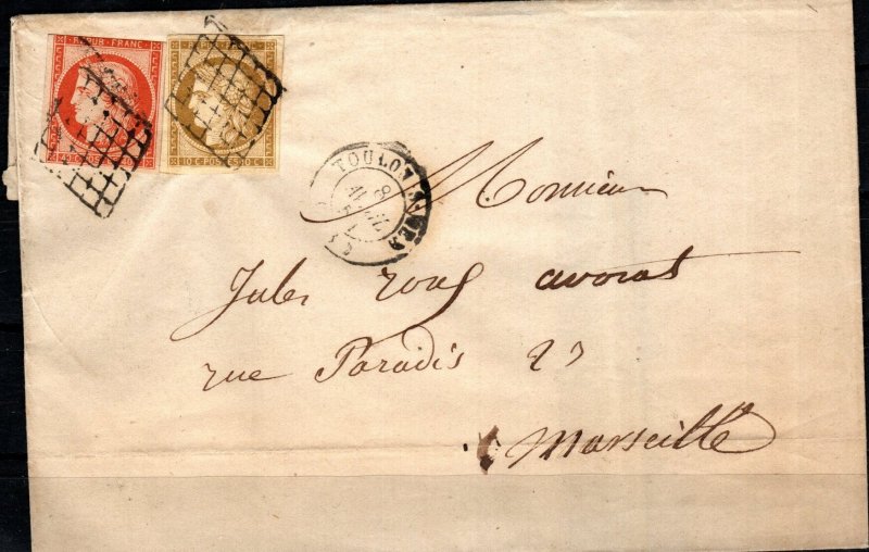 France #1, 7 On Folded Letter CV $570.00