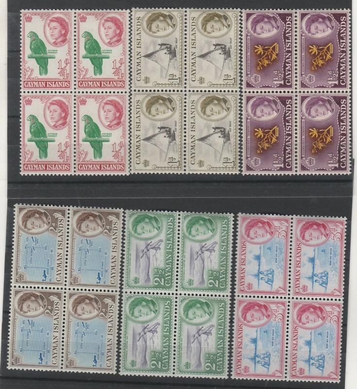 CAYMAN ISLANDS 1962 QEII PICTORIAL 1/4D - 3D MNH ** BLOCKS