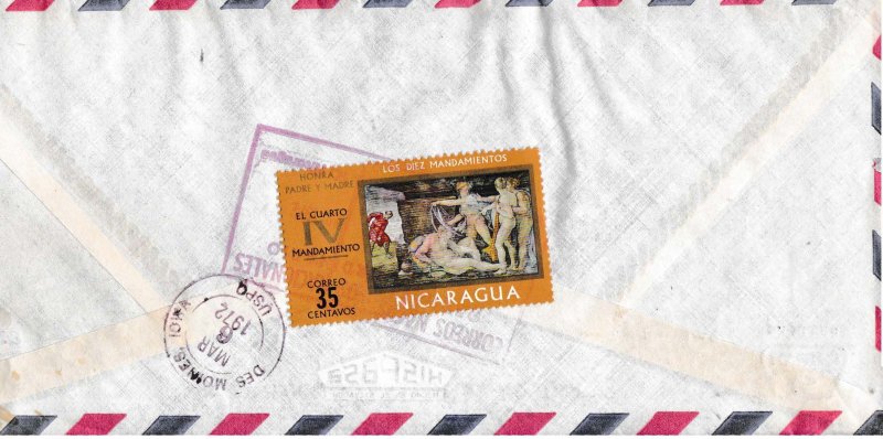 Nicaragua 1971 Ten Commandments Scott 890-898+C776 C777. Registered Covers (2)