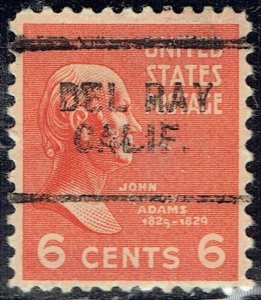 1938 6c Prexie w/precancel ERROR f/DEL REY CA (811-703) Reads: DEL RAY