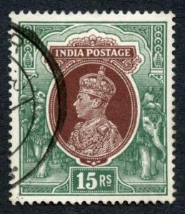 India SG263 KGVI 15r CDS used Cat 110 pounds 