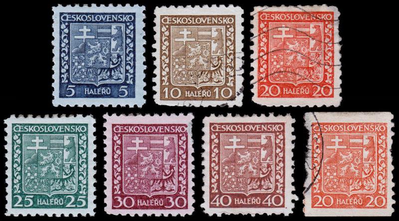 Czechoslovakia Scott 152-157a, 158 (1927-37) Mint/Used H F-VF Complete Set B