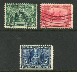 USA 1902 Jamestown Exposition Set Scott 328-330 VFU L702