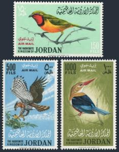 Jordan C26-C28,MNH.Michel 490-492. Birds 1964.Bush-Shrike,Hawk-eagle,Kingfisher